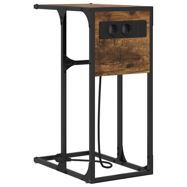 vidaXL Noat&ouml;flu sk&aacute;pur Rau&eth;-eik 41,5 x 26 x 60,5 cm Samsettur vi&eth;ur