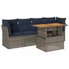 vidaXL 5-Hluta Gar&eth;s&oacute;fasett me&eth; Sessum Gr&aacute;tt P&oacute;l&yacute;rattan