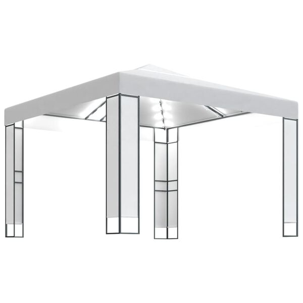 vidaXL Gazebo með tvöföldu þaki og LED strengjaljósum 3x3 m Hvítt
