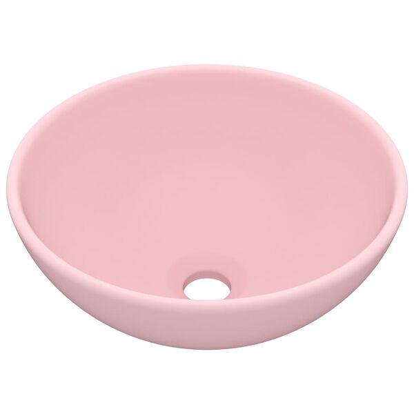 vidaXL Lúxus Handlaug Hringlaga Mött Bleik 32,5x14 cm Keramik