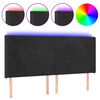 vidaXL LED h&ouml;fu&eth;gafl Svart 203x16x118/128 cm Flauel