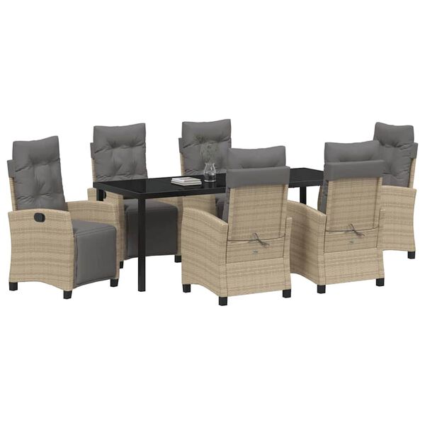 vidaXL Gar&eth;ur bor&eth;sett me&eth; p&uacute;&eth;i 7 pcs Drapplita&eth;ur p&oacute;l&yacute;rattan