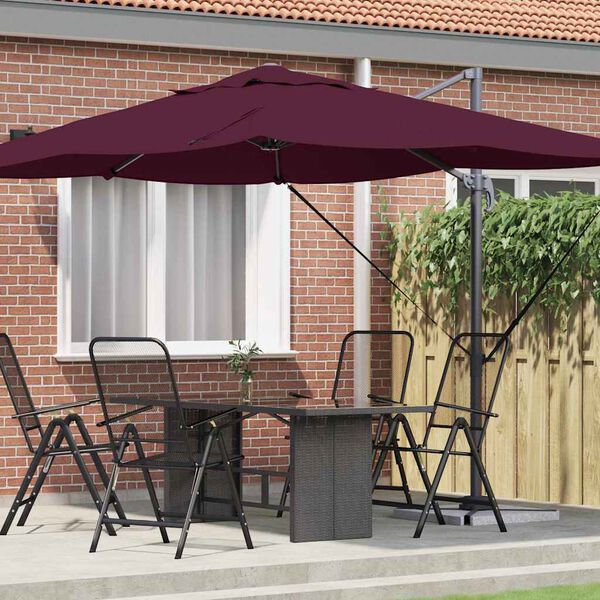 vidaXL Cantilever Roma Parasol Rautt og svart 352 x 251 x 260 cm