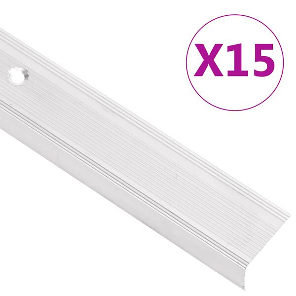 vidaXL Stiga T&aacute;nef &iacute; L-formi 15 stk &Aacute;l 90 cm Silfurlitu&eth;