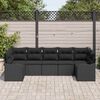 vidaXL Garðsófa sett með púði 7 pcs Svartur Poly rattan
