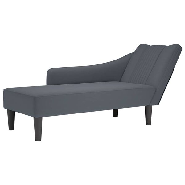 vidaXL Chaise Lounge með hægri armpúða dökkgráu flaueli