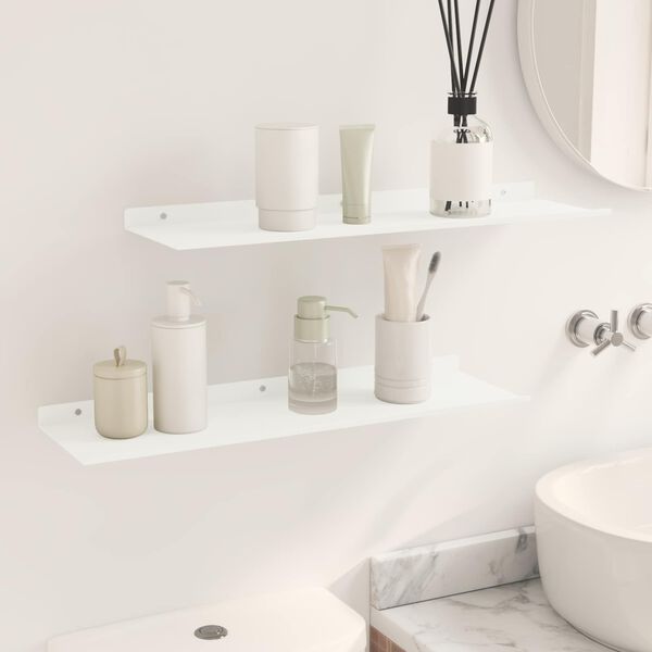vidaXL Flj&oacute;tandi skrifbor&eth; Vegghengt 2 pcs Hv&iacute;t 60 x 18 x 2,5 cm St&aacute;l
