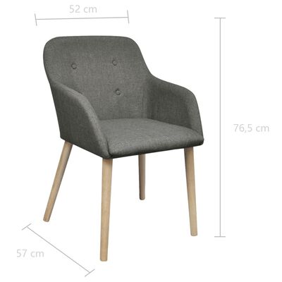 241156 vidaXL Dining Chairs 2 pcs Light Grey Fabric and Solid Oak Wood