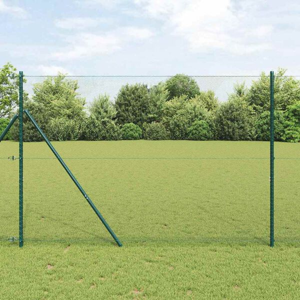vidaXL Gir&eth;ingarp&oacute;stur Gr&aacute;r 50 x 1,5 m (13 mm net) St&aacute;l og PVC