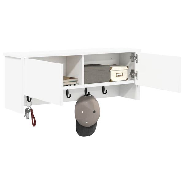 vidaXL Vegghengt fatahengi Hv&iacute;tt 80 x 20 x 30 cm Samsettur vi&eth;ur