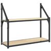 vidaXL tveggja h&aelig;&eth;a vegghilla Sonoma eik 60x21x51 cm verkfr&aelig;&eth;ilegt tr&eacute;
