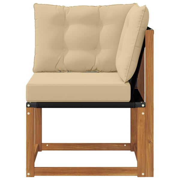 vidaXL &Uacute;ti Hornsofa Gegnheill akas&iacute;uvi&eth;ur og text&iacute;lneytandi efni