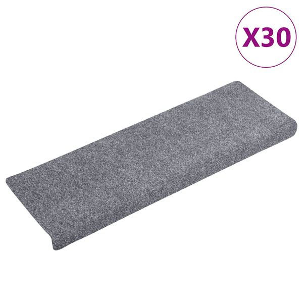 vidaXL Stigamottur sj&aacute;lfl&iacute;mandi 30 stk 65x21x4 cm lj&oacute;sgr&aacute;ar r&eacute;tthyrndar br&uacute;nir