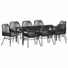 vidaXL Gar&eth;ur bor&eth;sett me&eth; p&uacute;&eth;i 9 pcs Svartur p&oacute;l&yacute;rattan