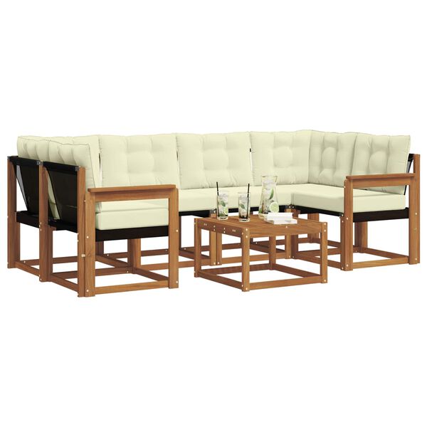 vidaXL &Uacute;ti s&oacute;fasett me&eth; p&uacute;&eth;i 7 pcs N&aacute;tt&uacute;rulegt og Krem