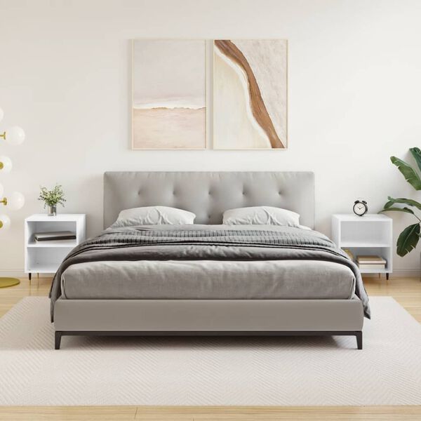 vidaXL N&aacute;ttbor&eth; 2 stk. H&aacute;glans Hv&iacute;t 40x30x50 cm Samsettur Vi&eth;ur