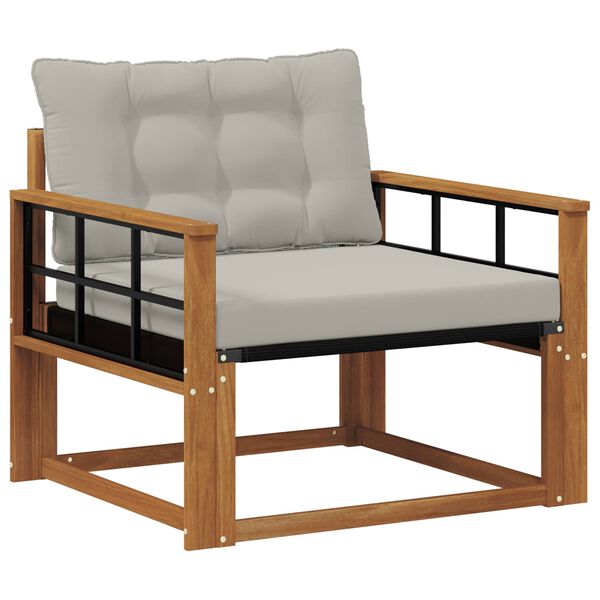 vidaXL &Uacute;ti s&oacute;fasett Fast Acacia tr&eacute; og Textilene N&aacute;tt&uacute;rulegur