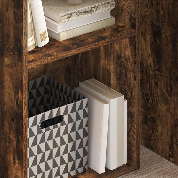 vidaXL B&oacute;kahilla Reykt&oacute;na Eikarlitur 40x30x77 cm Samsettur Vi&eth;ur