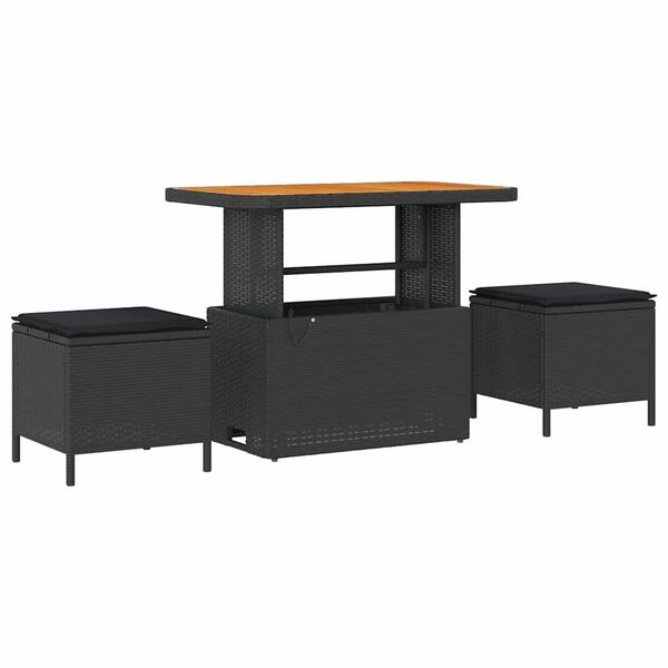 vidaXL Gar&eth;s&oacute;fa sett me&eth; p&uacute;&eth;i 9 pcs Svartur p&oacute;l&yacute;rattan