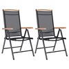 41732 vidaXL Folding Garden Chairs 2 pcs Aluminium and Textilene Black