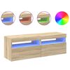 vidaXL Sjónvarpsskápar með LED Ljósum 2 stk. Sonoma Eik 60x35x40 cm