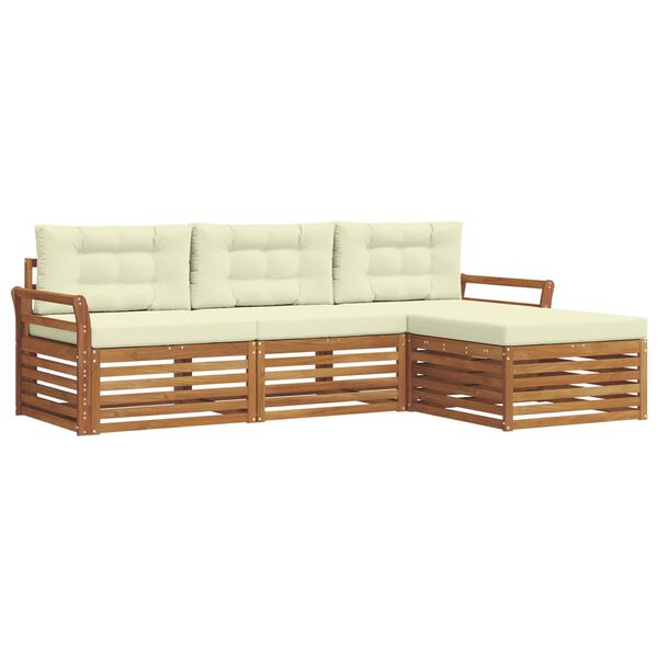 vidaXL &Uacute;ti s&oacute;fasett me&eth; p&uacute;&eth;i 4 pcs N&aacute;tt&uacute;rulegt og Krem