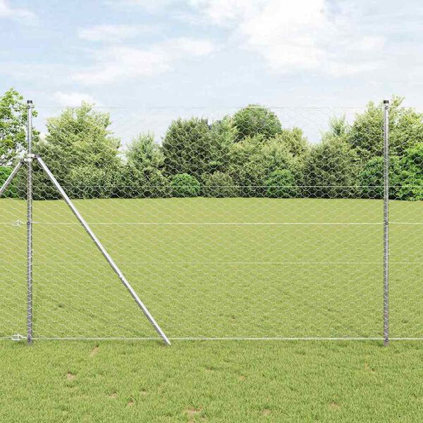 vidaXL Gir&eth;ingarp&oacute;stur Silfur 50 x 1,6 m (50 mm net) St&aacute;l