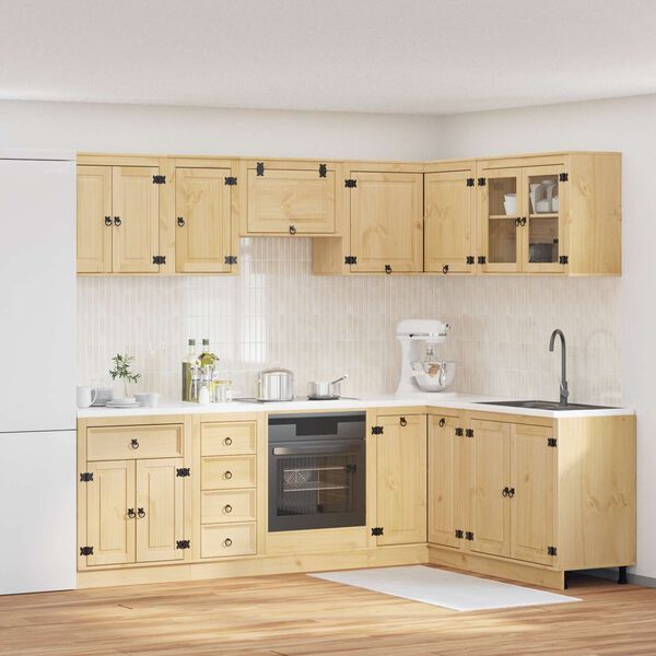 vidaXL Cabinet me&eth; sk&uacute;ffu SKI 10 pcs Hunangsbjartur Solid furuhikk