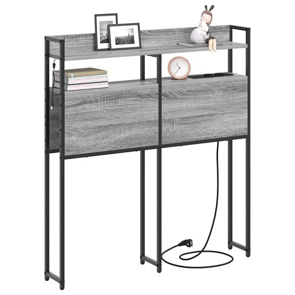 vidaXL Geymslu h&ouml;f&eth;ah&ouml;gg Gr&aacute; sonoma &aacute;fer&eth; 75 cm Samsettur vi&eth;ur