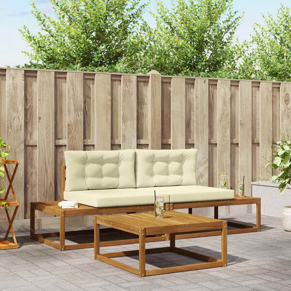 vidaXL &Uacute;ti s&oacute;fasett me&eth; p&uacute;&eth;i 3 Stykki N&aacute;tt&uacute;rulegt og Krem