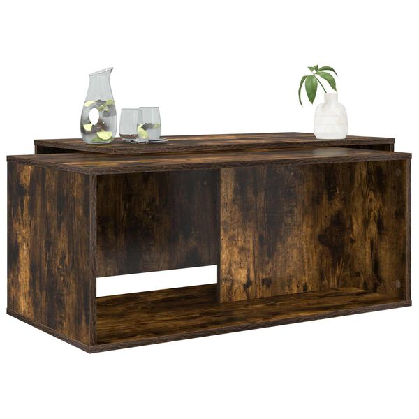 vidaXL Kaffibor&eth;set 2 pcs Rau&eth;-eik Samsettur vi&eth;ur