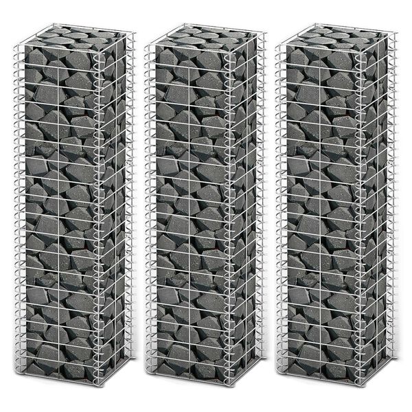 vidaXL Gabion sett 3 stk. Sínkhúðaður Vír 25 x 25 x 100 cm