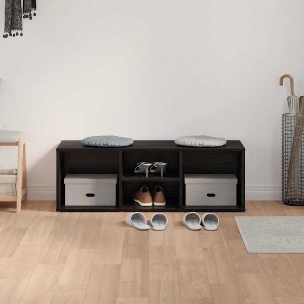 vidaXL Sk&oacute;bekkur Svartur Eik 102 x 35 x 35 cm Samsettur vi&eth;ur