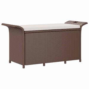 vidaXL Gar&eth;bekkur me&eth; P&uacute;&eth;a Br&uacute;nn 116x46x57 cm P&oacute;l&yacute;rattan