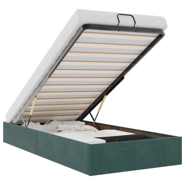 vidaXL Ottoman r&uacute;mgrind Engin d&yacute;na D&ouml;kkgr&aelig;n 80x200 cm Flauel