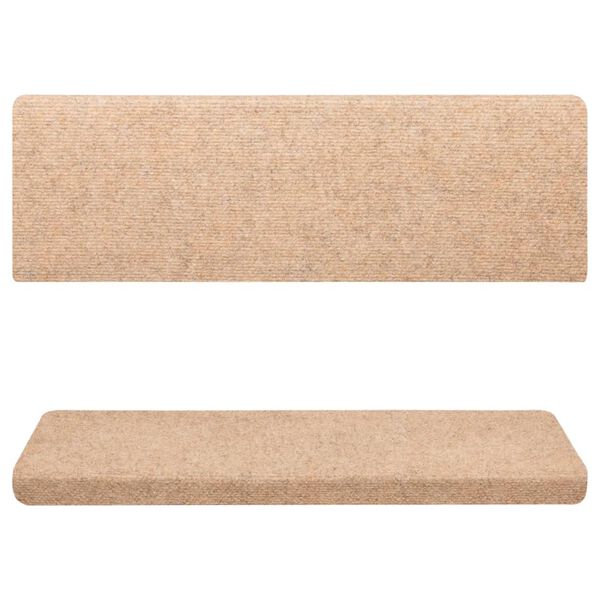 vidaXL Stigamottur sjálflímandi 15 stk 65x21x4 cm kremlitaðar rétthyrndar brúnir