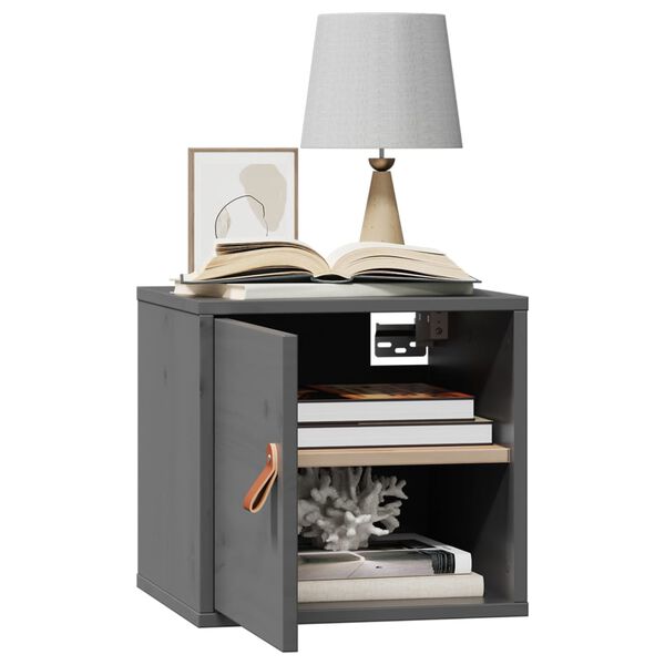 vidaXL Veggskápur Grár 31,5x30x30 cm Gegnheil Fura