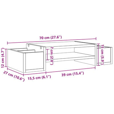 vidaXL Skjástandur með Geymslu Brúnn Eik 70x27x15 cm Spónaplata