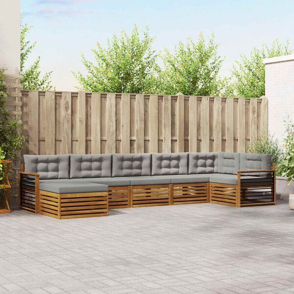 vidaXL S&oacute;fasett 7 pcs N&aacute;tt&uacute;rulegt og Lj&oacute;st Gr&aacute;tt Hrein akas&iacute;utr&eacute;