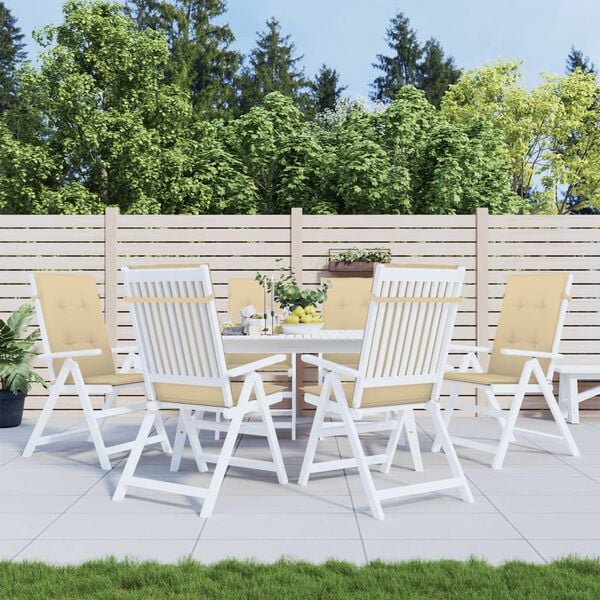 vidaXL Stólsessur Hátt Bak 6stk. Drappaður blanda 120x50x4cm Tauáklæði