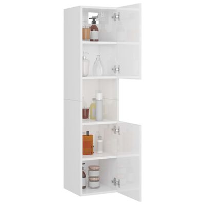 805003 vidaXL Bathroom Cabinet High Gloss White 30x30x130 cm Chipboard