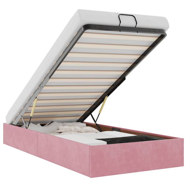 vidaXL Ottoman r&uacute;mgrind Engin d&yacute;na Bleik 100x200 cm Flauel