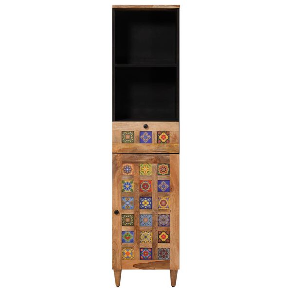 vidaXL Ba&eth;herbergissk&aacute;pur N&aacute;tt&uacute;rulegur 38 x 33 x 160 cm Hart mang&oacute;tr&eacute;