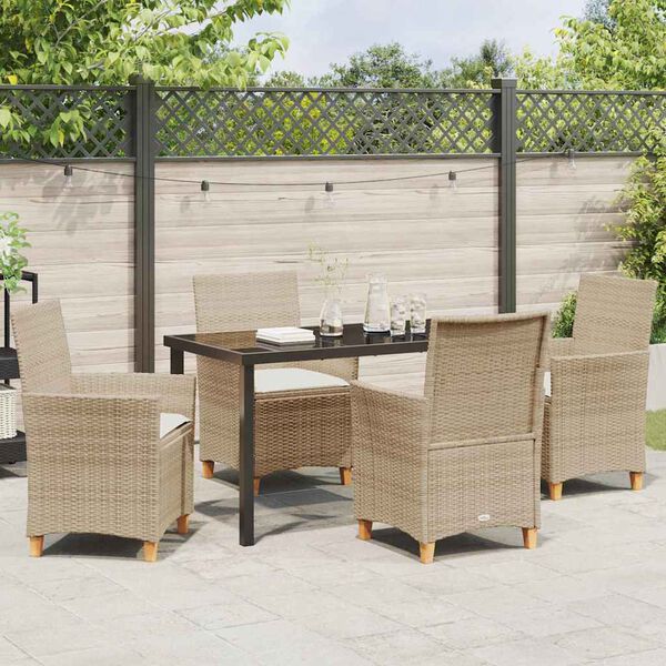 vidaXL Gar&eth;ur bor&eth;sett 5 pcs Drapplita&eth;ur p&oacute;l&yacute;rattan
