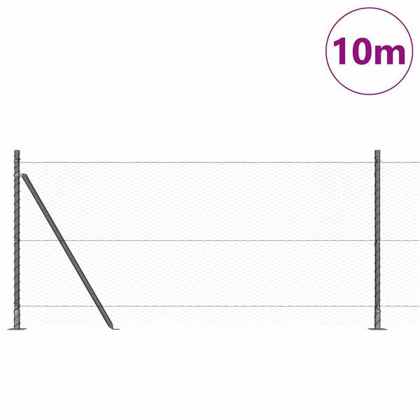vidaXL Girðingarpóstur Grár 10 x 0,8 m (25 mm net) Stál og PVC