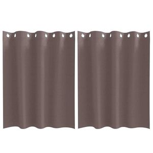 vidaXL Svartgard&iacute;nur me&eth; hringjum 2 pcs D&ouml;kk br&uacute;nt 140 x 140 cm