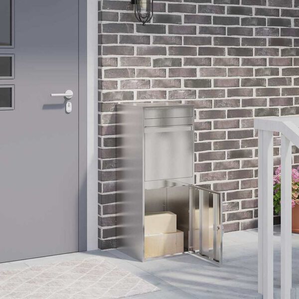 vidaXL P&oacute;stkassi me&eth; geymslu Silfur 47,5 x 38 x 59 cm Ry&eth;fr&iacute;tt St&aacute;l