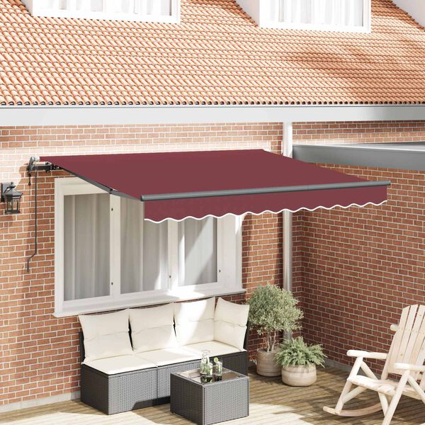 vidaXL H&aelig;gt a&eth; draga saman skyggni burgundy 350 x 200 x 165 cm d&uacute;kur