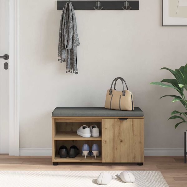 vidaXL Hallarbekk Handverks Eik 80 x 38 x 46 cm Virkur tr&eacute; og d&uacute;kur