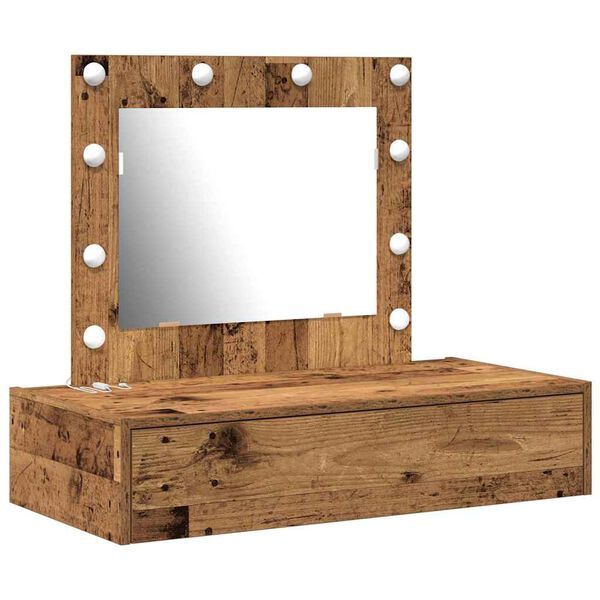 vidaXL F&ouml;tubor&eth; me&eth; spegillj&oacute;sum Br&uacute;nn 83 x 40 x 70 cm Samsettur vi&eth;ur